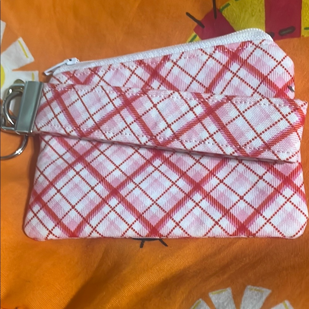 Red and White Plaid Wristlet Keychain